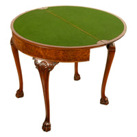 Antique Mahogany Carved Chippendale Demi-Lune Queen Anne Game Console Table 1900