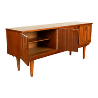 Mid Century Modern Danish Style Teak Credenza Sideboard Buffet Bar Cabinet 1960s
