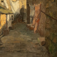 Antique American California Impressionist Oil Canvas Painting St. Ives Cornwall by Anna Althea Hills, 1910