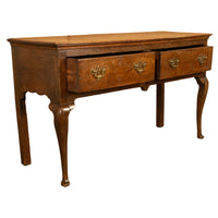 Antique 18thC Georgian Oak Welsh Two Drawer Dresser Base Server Side Table 1760
