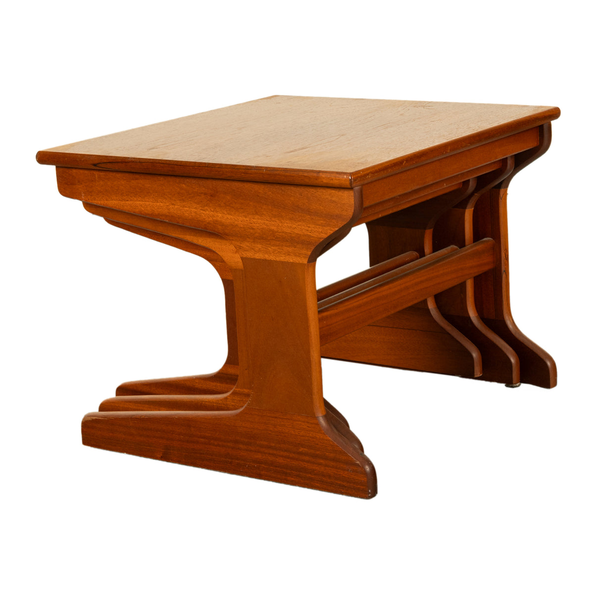 Set of Three Danish Mid Century Modern Teak Nesting Side Coffee Tables 1960s