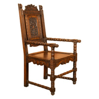 Antique Welsh Carved Oak Eisteddfod Bardic Chair Newmarket Trelawnyd Wales 1901