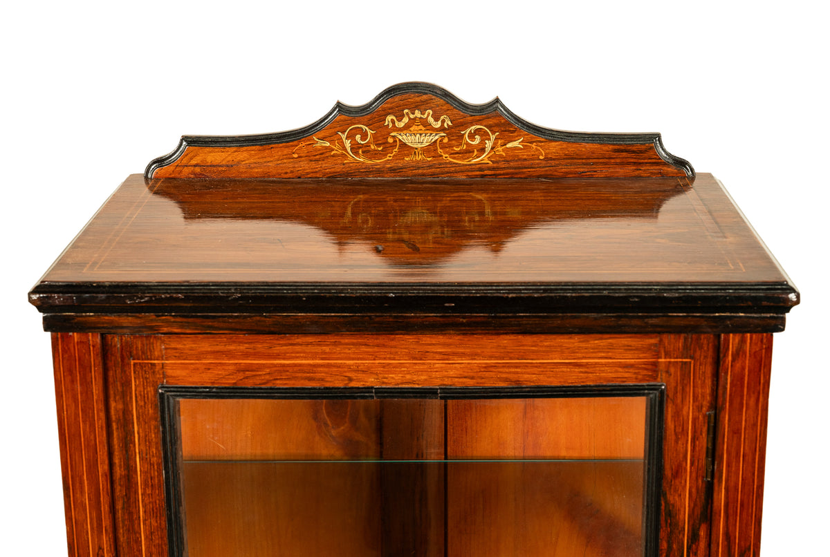 Antique 19th C Inlaid Rosewood Sheet Music Cabinet Display Cabinet Vitrine 1870