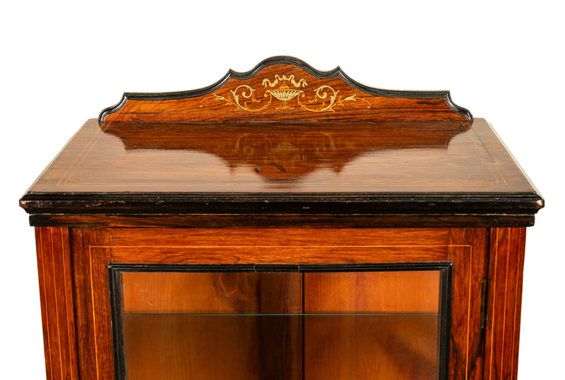 Antique 19th C Inlaid Rosewood Sheet Music Cabinet Display Cabinet Vitrine 1870