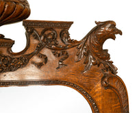 Antique R. J. Horner & Co Monumental Carved Oak Figural Griffins Hall Bench 1890