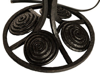 Large Antique French Art Deco Daum Glass & Edgar Brandt Iron Table Lamp 1920s