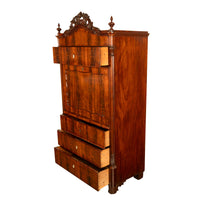 Antique Austrian Mahogany Maple Inlaid Biedermeier Secretary Chest Cabinet 1850