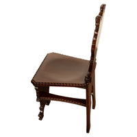 Antique Carved Italian Renaissance Revival Sgabello Chair Coat of Arms & Cherubs, 1870