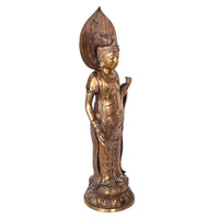 Antique 18th Century Japanese Edo Gilt Bronze Kannon Buddha Statue Figure 1750
