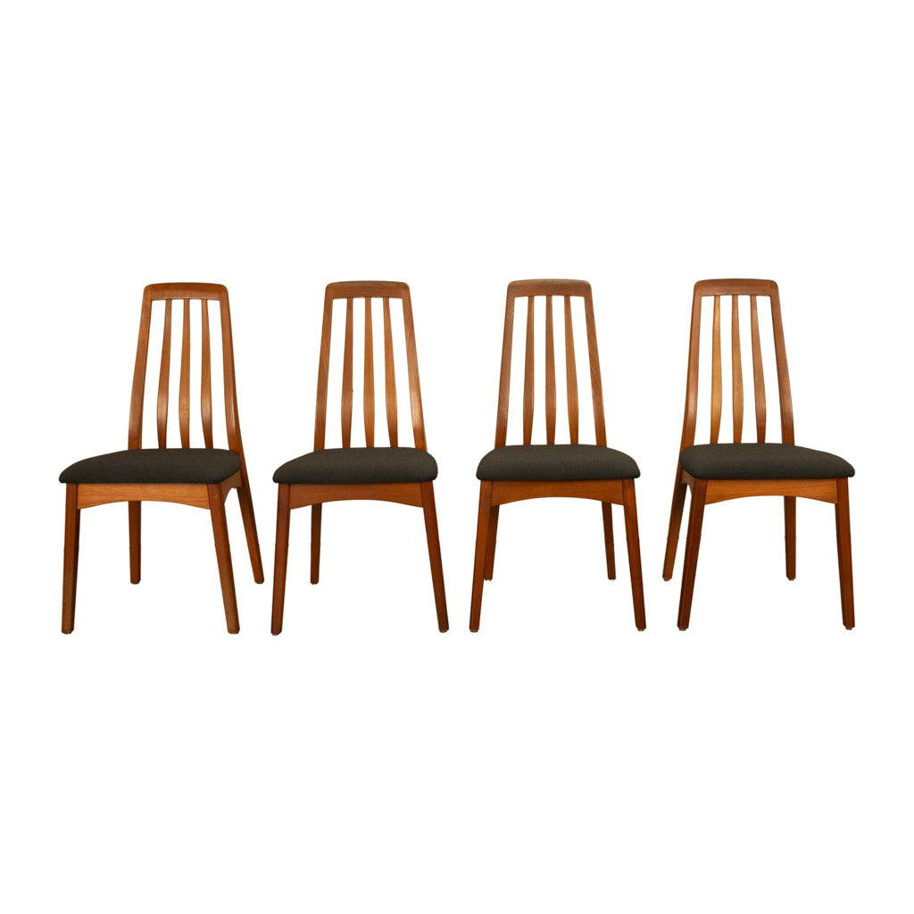 Set 4 Danish Mid Century Modern "Eva" Teak Dining Chairs by Niels Koefoed 1964