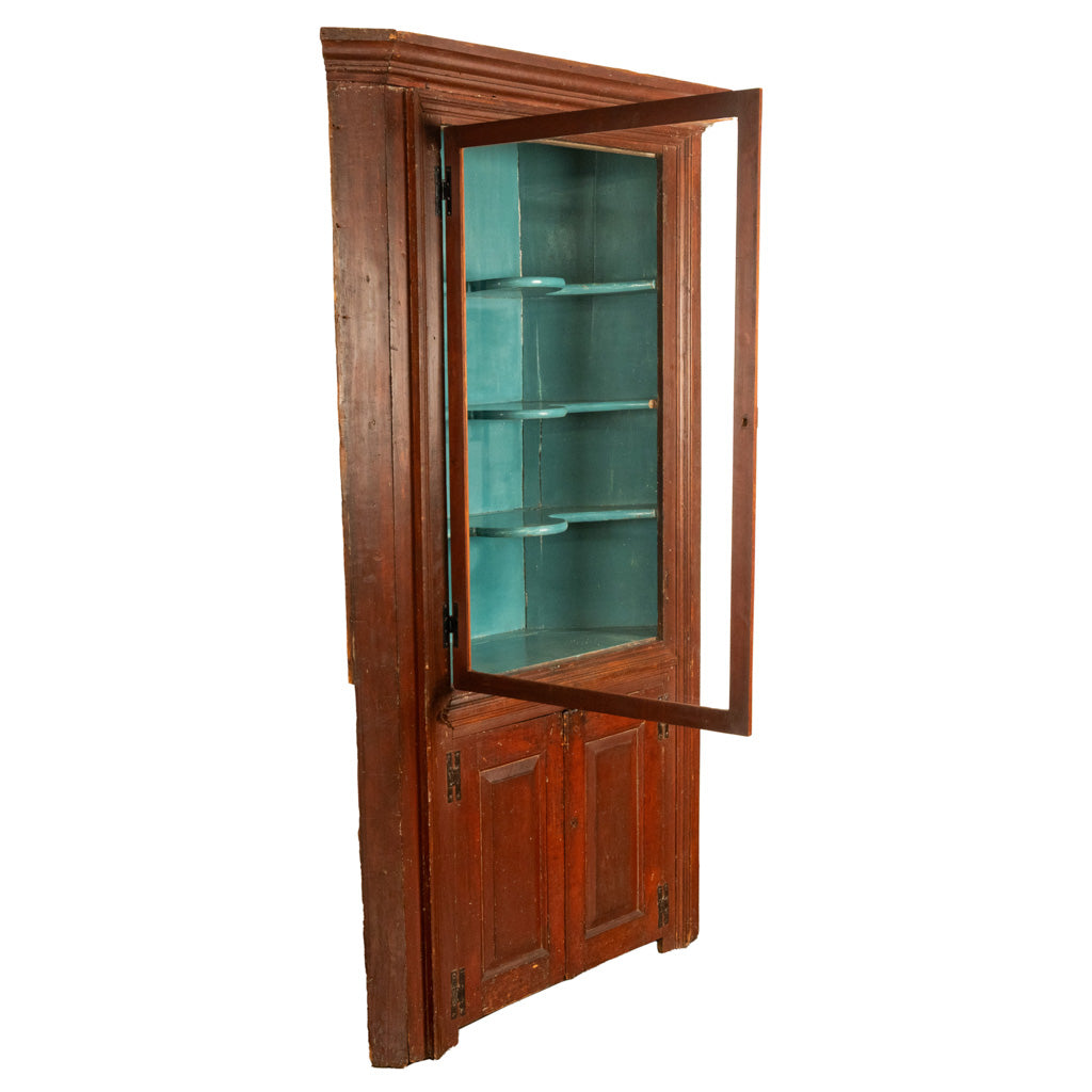 Antique American Painted Pine Federal Country Corner Cabinet Pennsylvania 1820