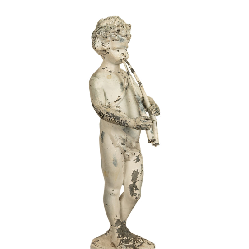 Antique French Lead Garden Statue Fountain Piping Boy Pan Putto Bacchante 1880