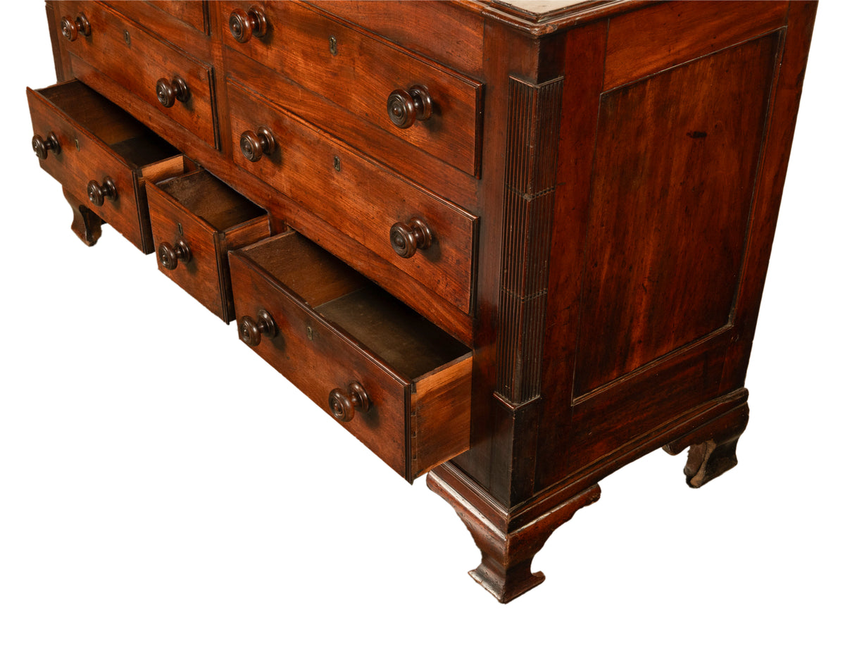 Antique 18th Century English Georgian Mahogany Hinged Top Mule Chest Coffer 1780