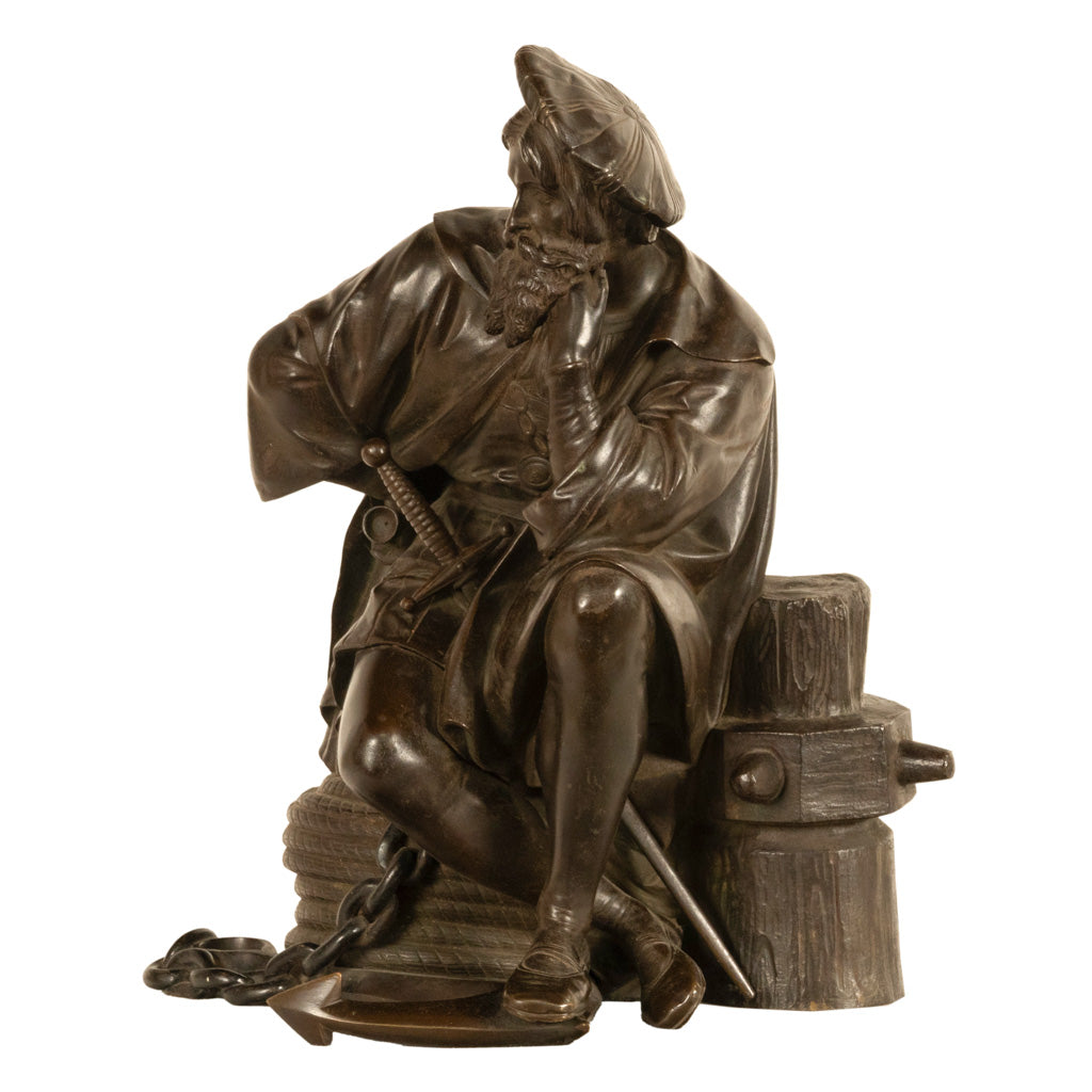 Fine Antique French School Bronze Sculpture Statue of Christopher Columbus 1870