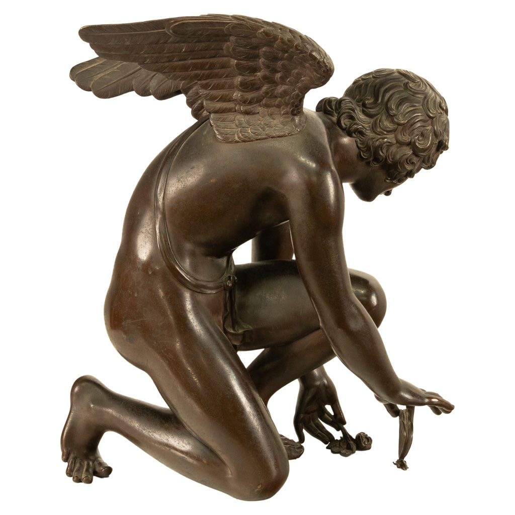 Monumental Antique French Bronze Sculpture Statue Cupid & Marble Ormolu Pedestal by Antoine-Denis Chaudet, 1870
