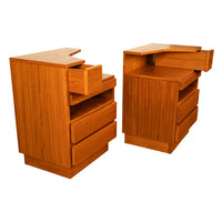 Pair Mid Century Modern Danish Teak Nightstands Chest Drawers by Scan Coll 1970