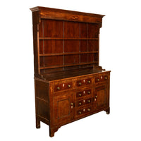 Antique 18th Century Georgian Oak Inlaid Welsh Dresser Plate Rack Sideboard 1780