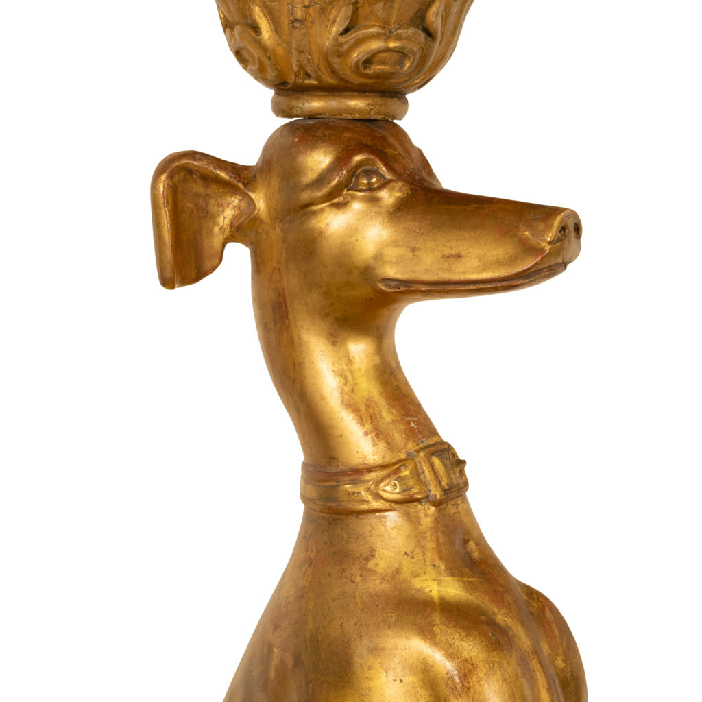 Antique French 18th Century Louis XVI Carved Gilt-Wood Greyhound Dog Jardinière Stand 1780