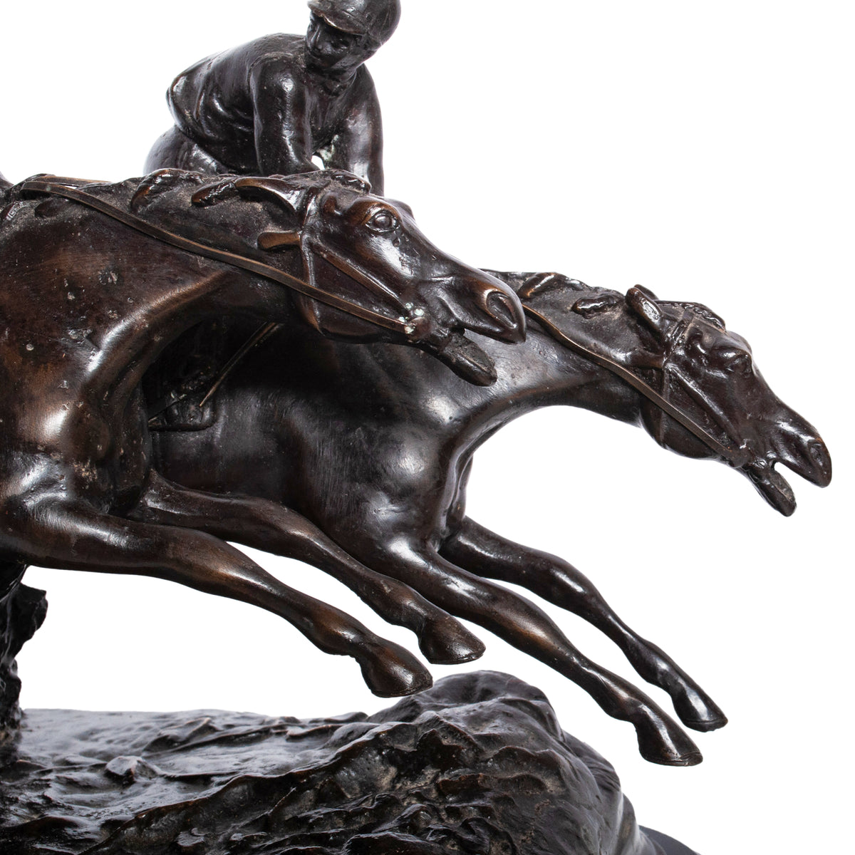 Antique French 19th Bronze Equestrian Group Horses Jockeys Statue Sculpture by by Paul Louis Emile Loiseau-Rousseau, Paris 1895