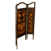 Antique Art Nouveau Mahogany Painted Fire Folding Screen Liberty Co London 1900
