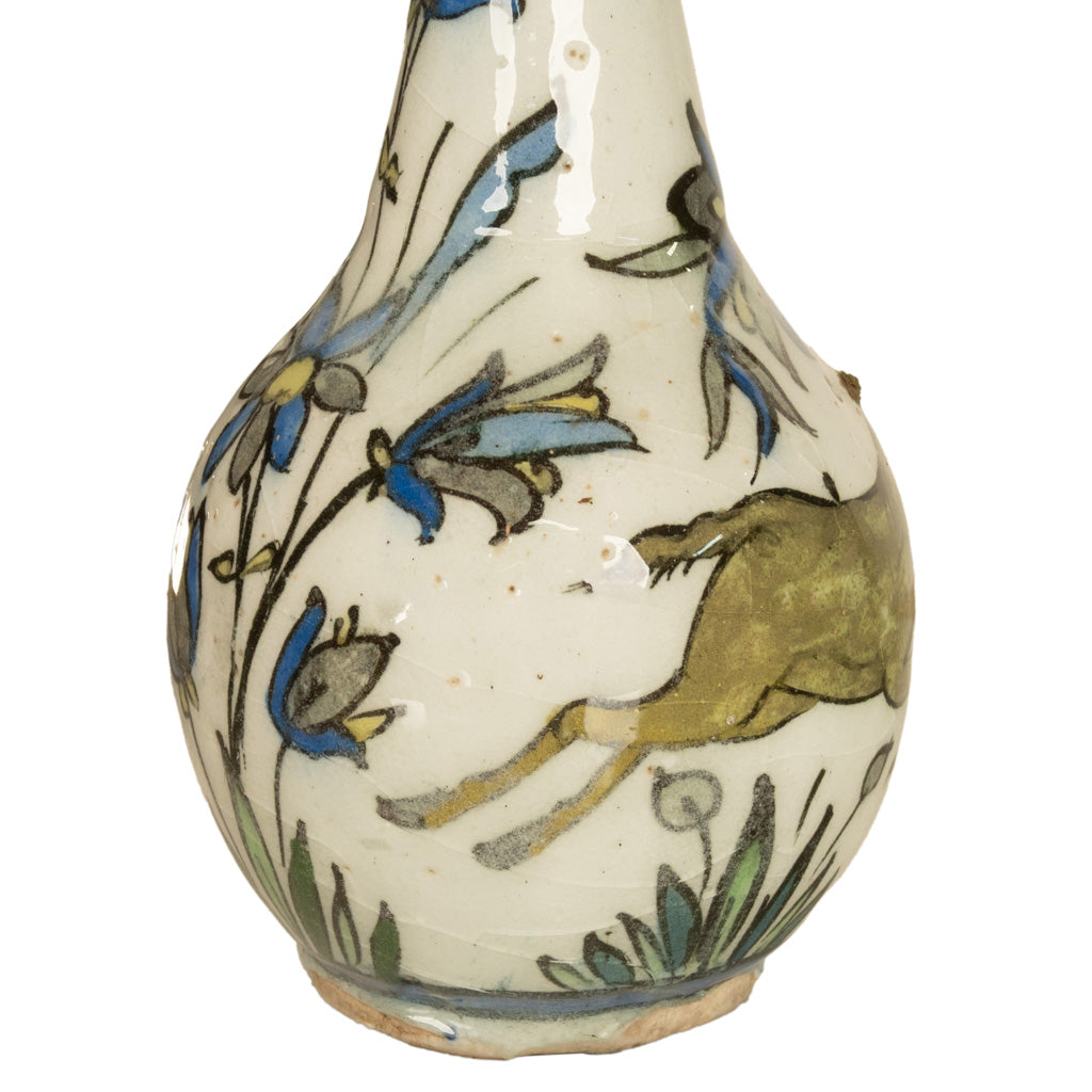 Antique 19th C Ottoman Persian Islamic Qajar Period Iznik Pottery Bottle Vase