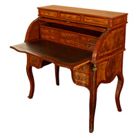 Antique French Louis XV Cylinder Marquetry & Ormolu Bureau Writing Desk 1880