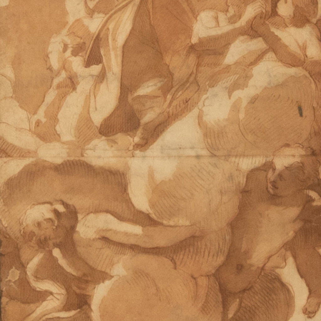 Important 16th Century Italian Renaissance Baroque Old Master Drawing Watercolor by Annibale Carracci, Circa 1590