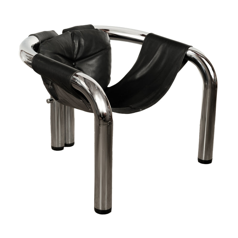 American Mid Century Modern Chrome & leather "Palo Alto" Lounge Chair Byron Botker for Landes California 1970