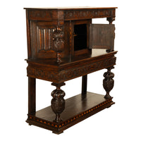 Antique 16th C Elizabethan Tudor Inlaid Oak Carved Court Cupboard Cabinet 1580