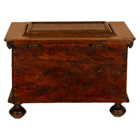 Antique Carved Walnut & Iron Coffer Chest Strong Guild Box Simmern Germany 1737