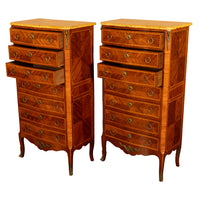 Pair Antique French Semainier Ormolu Marble Chests of Drawers by Kahn & Cie 1895