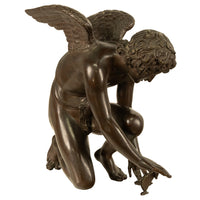 Monumental Antique French Bronze Sculpture Statue Cupid & Marble Ormolu Pedestal by Antoine-Denis Chaudet, 1870