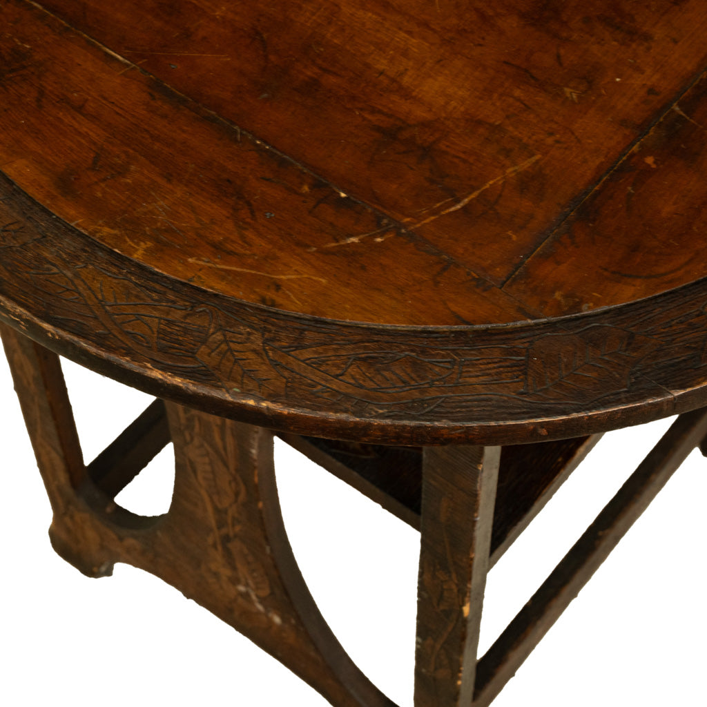 Antique Folk Art Poker Work Arts & Crafts Monks Bench Table Chair New York 1900