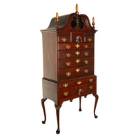 Antique 18thC American Federal Queen Anne Mahogany Bonnet-Top Highboy Salem Massachusetts 1790