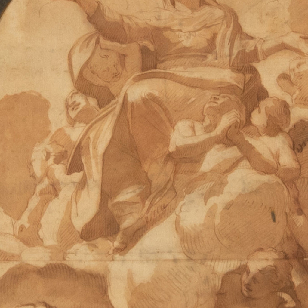 Important 16th Century Italian Renaissance Baroque Old Master Drawing Watercolor by Annibale Carracci, Circa 1590