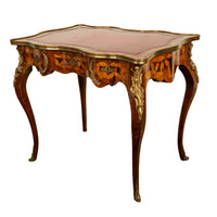Antique French Louis XV Ormolu Rosewood Marquetry Partner's Writing Table Desk 1860