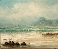 Antique 19th Century Marine Seascape Coastal Maritime English Channel Painting by James Webb, 1860