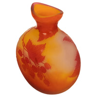 Antique French Art Nouveau Cameo Art Glass Emile Galle Vase Leaves Berries 1900