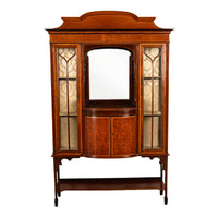 Antique Sheraton Regency Revival Inlaid Mahogany Display Case China Cabinet Hutch 1900