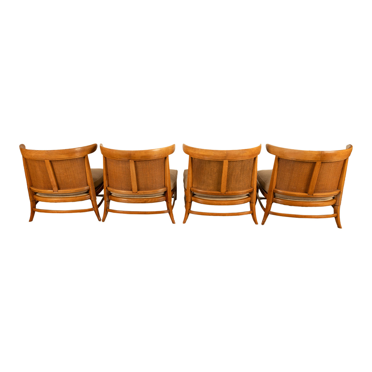 Mid Century Modern 54" Coffee Table Set 4 Slipper Chairs Signed Tomlinson 1959