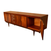 Mid Century Modern Danish Style Teak Mahogany Long Credenza Fully Restored 1966