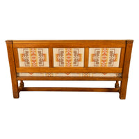 Antique 19th Century French Oak Bench Pew Pendleton Chief Joseph Fabric 1880