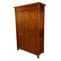 Antique 19th Century French Faux Bamboo Pine Armoire Wardrobe Cupboard 1880