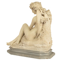 Antique Large Italian Grand Tour Carrara Marble Carved Statue Sculpture "Psyche" by Oreste Ferrari, 1880