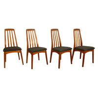 Set 4 Danish Mid Century Modern "Eva" Teak Dining Chairs by Niels Koefoed 1964
