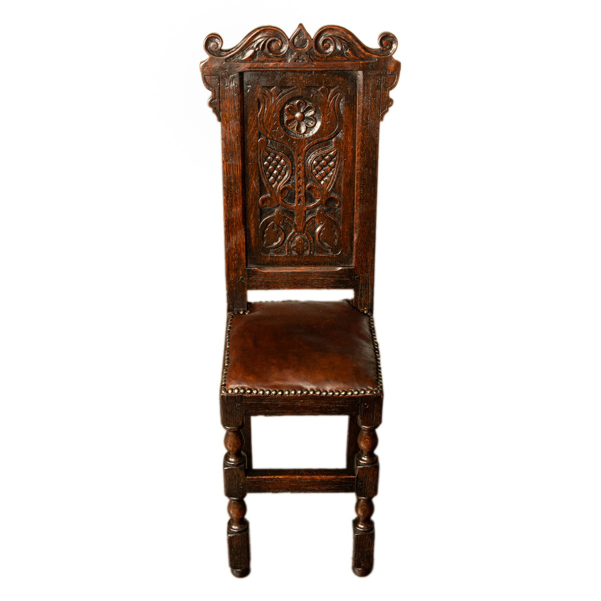 Antique 17th Century William & Mary Carved Oak Child's Wainscot Chair Yorks 1690