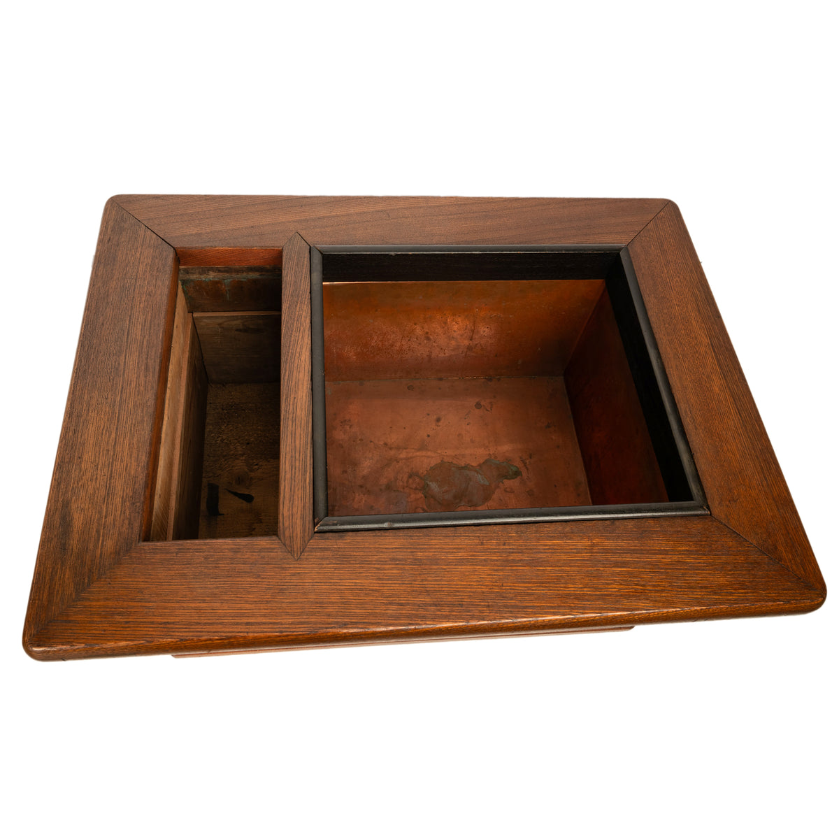 Antique Japanese Meiji Period Keyaki Wood & Copper Hibachi Brazier Table 1890