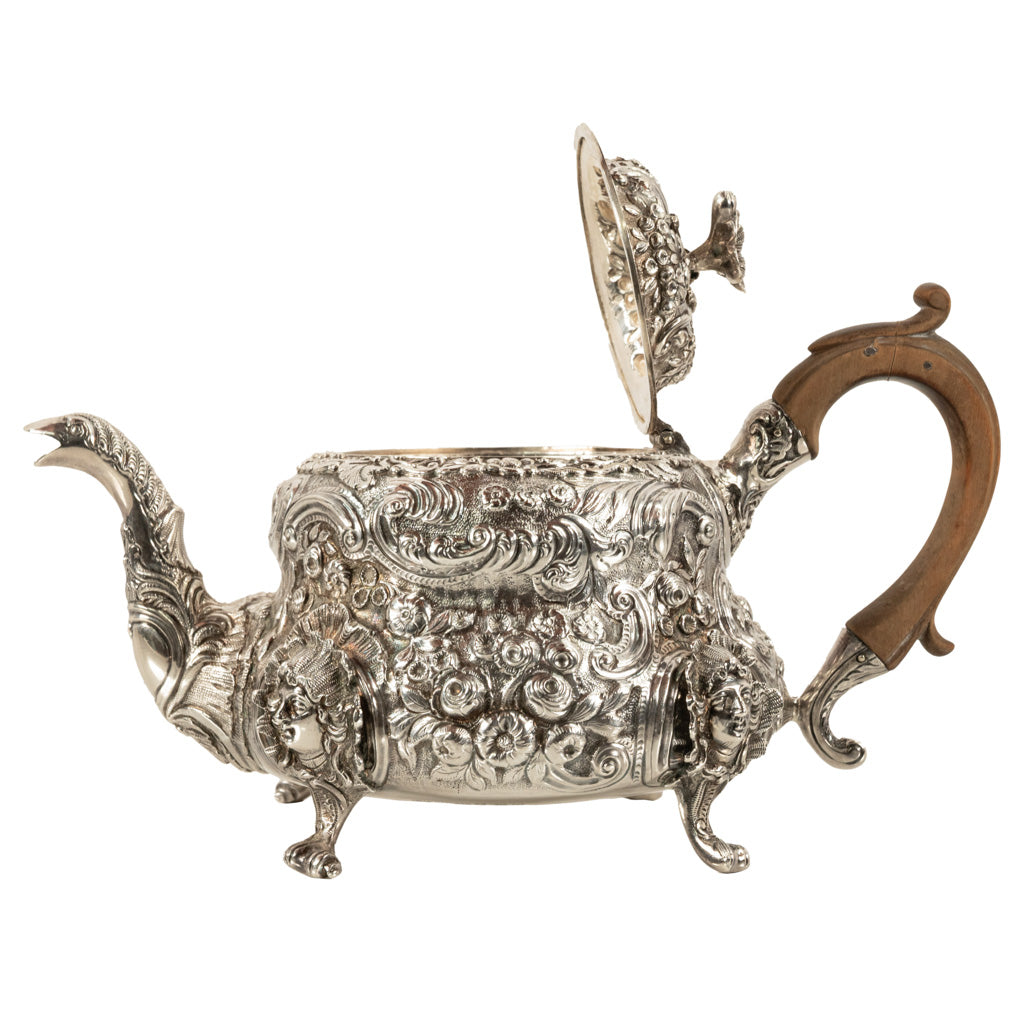 Antique George III Sterling Silver Rococo Teapot London John Wakefield 1819
