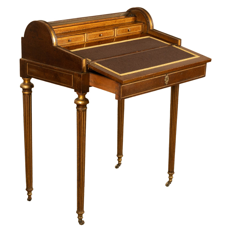 Antique 19th Century French Gilded & Painted Cylinder Desk by Paul Sormani 1875
