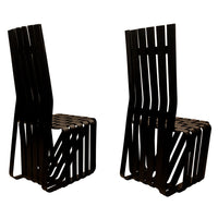 Pair American Modernist "High Sticking" Black Chairs Frank Gehry for Knoll 1992